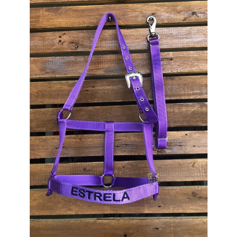 Cabresto Quarto de Milha Para Cavalos Lilás/Roxo Personalizado