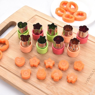3pcs Molde De Aço Inoxidável Fatias De Legumes Moldes De Gofragem De Cenoura Pepino Frutas Stencil Formas Múltiplas Cozinha