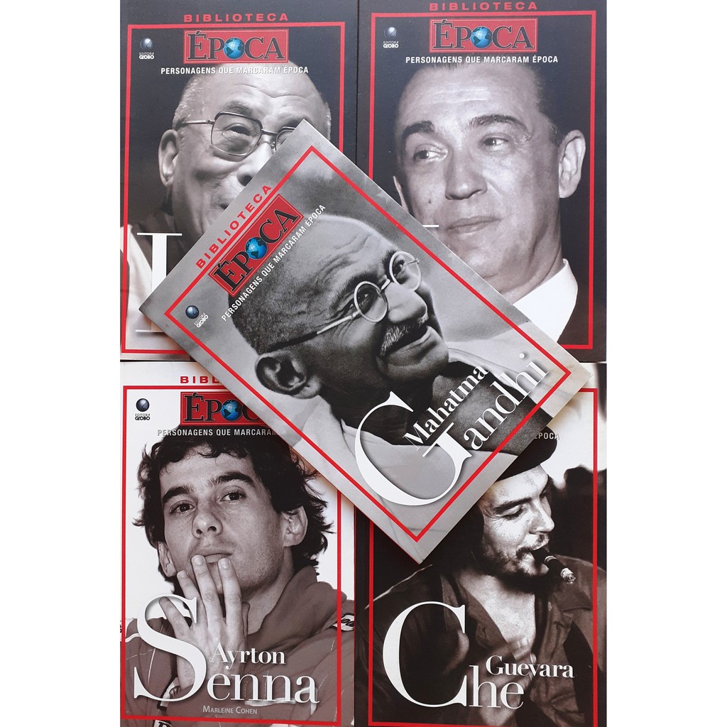 LIVROS Biblioteca Época/ Che Guevara/ Gandhi Mahatma/ Dalai Lama/ Ayrto Sena/ JK