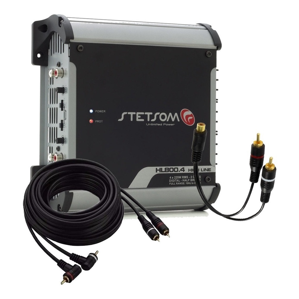 Módulo Amplificador Stetsom HL800.4 800W + Cabo RCA 5 Metros + Cabo Y em Oferta na Shopee