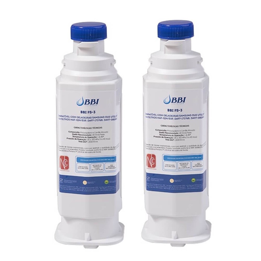 kit 2 Filtros para Geladeira e Refrigerador BBI FS-3 compatível com Samsung HAF-