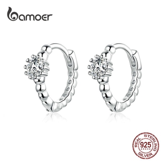 Bamoer Prata Argolas De Orelha Para As Mulheres Limpar Cubic Zirconia Pequeno Círculo Brincos De Cristal Coreano Moda Jóias BSE194
