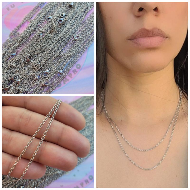 Colar em aço inox cirúrgico gargantilha corrente delicada feminina elos  elo em Oferta na Shopee