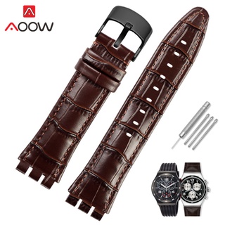 YVB404 YVS400 21mm Genuína Pulseira De Couro Para Swatch Fivela De Aço Inoxidável Das Mulheres Dos Homens De Substituição Watch Band Brown Preto