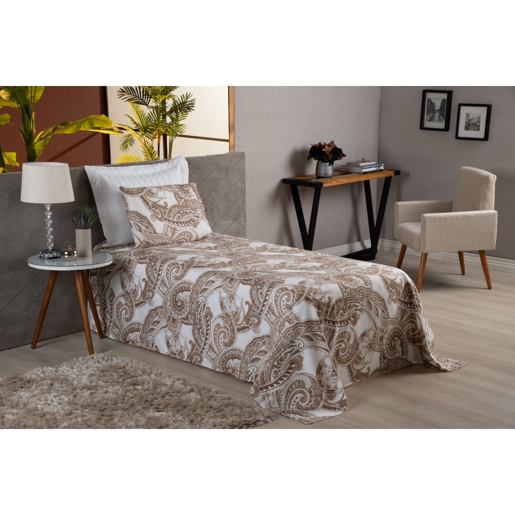 Jogo De Cama Top Line Estampado Solteiro Sem Elástico 2 Peças Micropercal 180 Fios