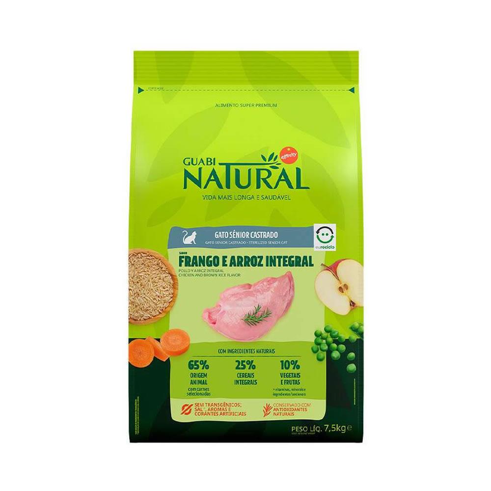 Ração Guabi Natural Gatos Sênior Castrados Frango e Arroz 7,5kg em Oferta na Shopee