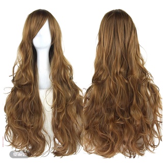 Peruca Orgânica Wig C Franja Ondulada 70cm Castanho Claro