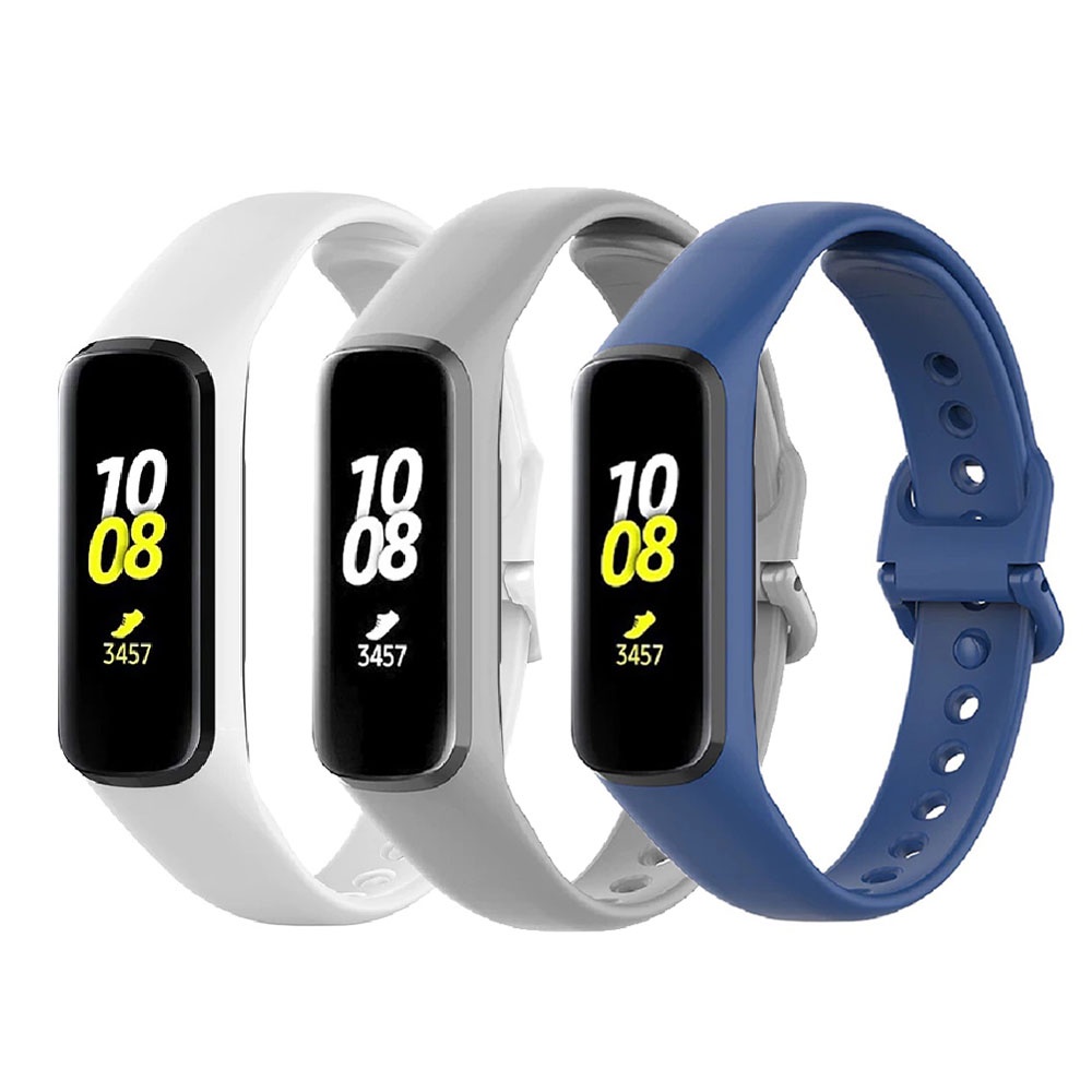 Kit 3 Pulseiras de Silicone para Samsung Galaxy Fit 2 R220 - Azul Marinho | Cinz