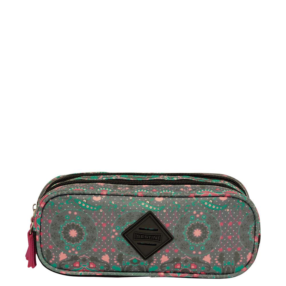 Estojo Especial 3 Compartimentos Etnico Cinza