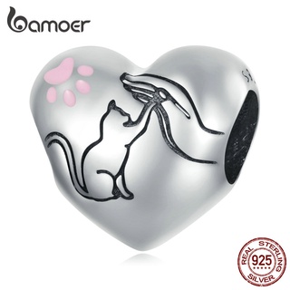 Bamoer Miçangas 925 Prata Amor Pet Charmes Para Faça Você Mesmo Pulseira Colar Acessórios