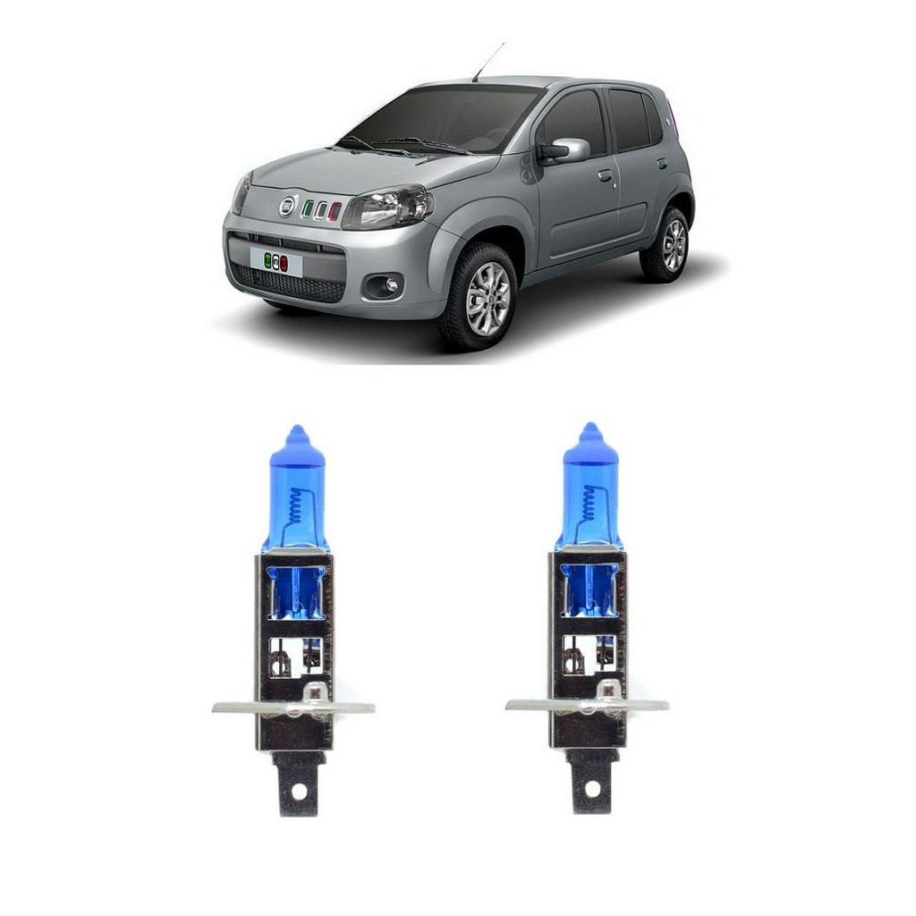 Par Lampada Super Branca Farol de Milha Fiat Uno Vivace 2011 2012 2013 2014 2015 8500K H1