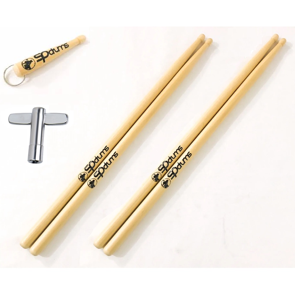 Kit 2 Pares Baquetas C.ibanez Sp Drums + Chave De Afinação + Chaveiro Ponta De Baqueta