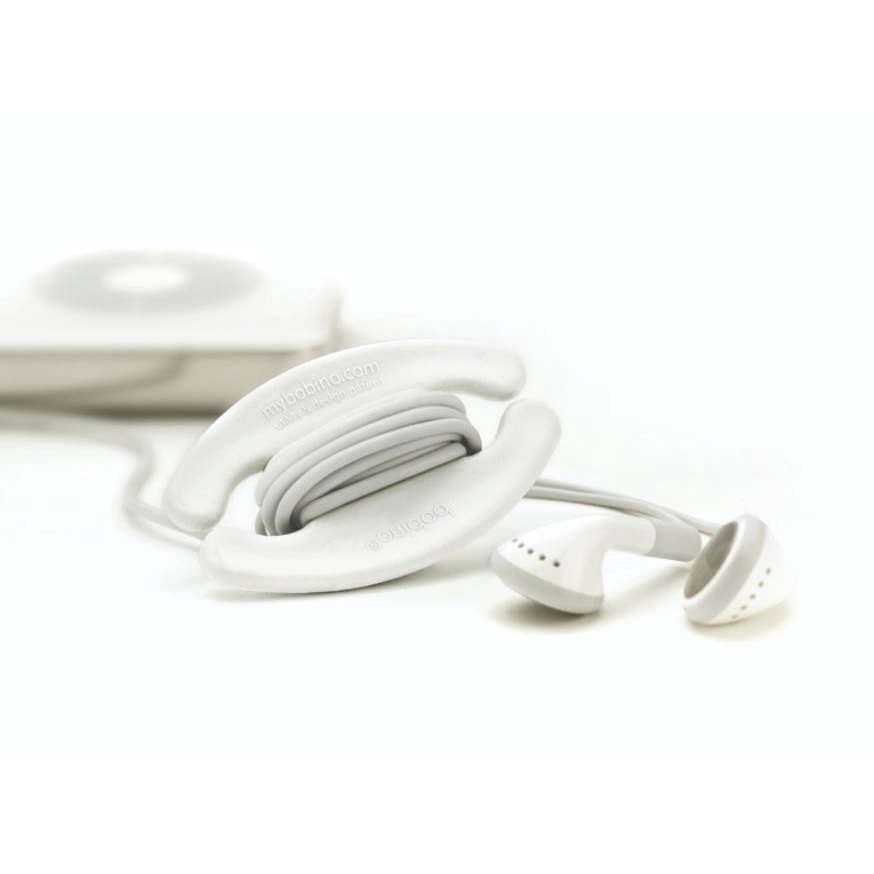 Organizador de fones de ouvido e fios pequeno branco