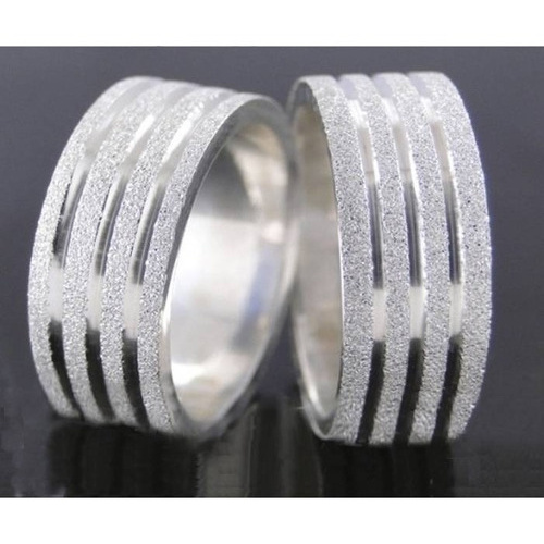 Aliança Masculina Prata 950 Reta 6mm Fosca Lixa Com Friso