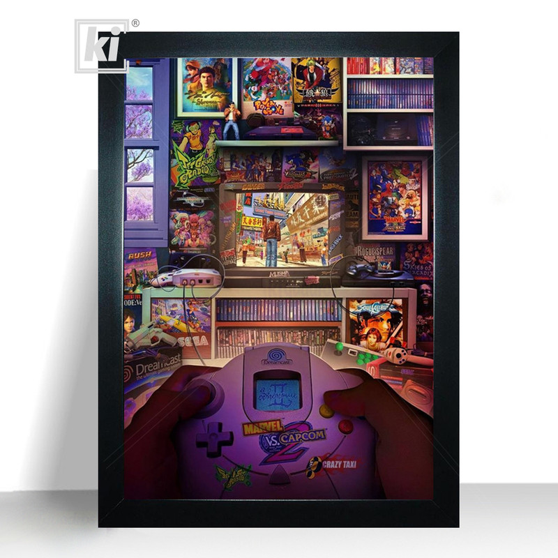 Quadro Poster Quarto Retro Game Sega Dreamcast com moldura