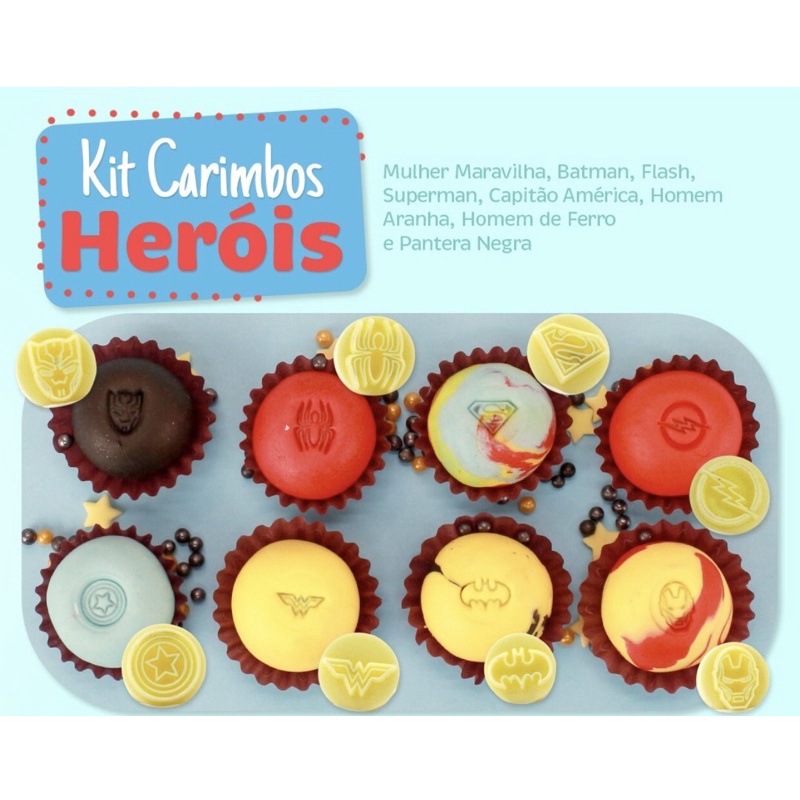 Kit Carimbo HERÓIS Para Brigadeiro Marcador Blue Star Desenho Para Docinho Massa Chocolate Doce E Confeitaria - Home & Living