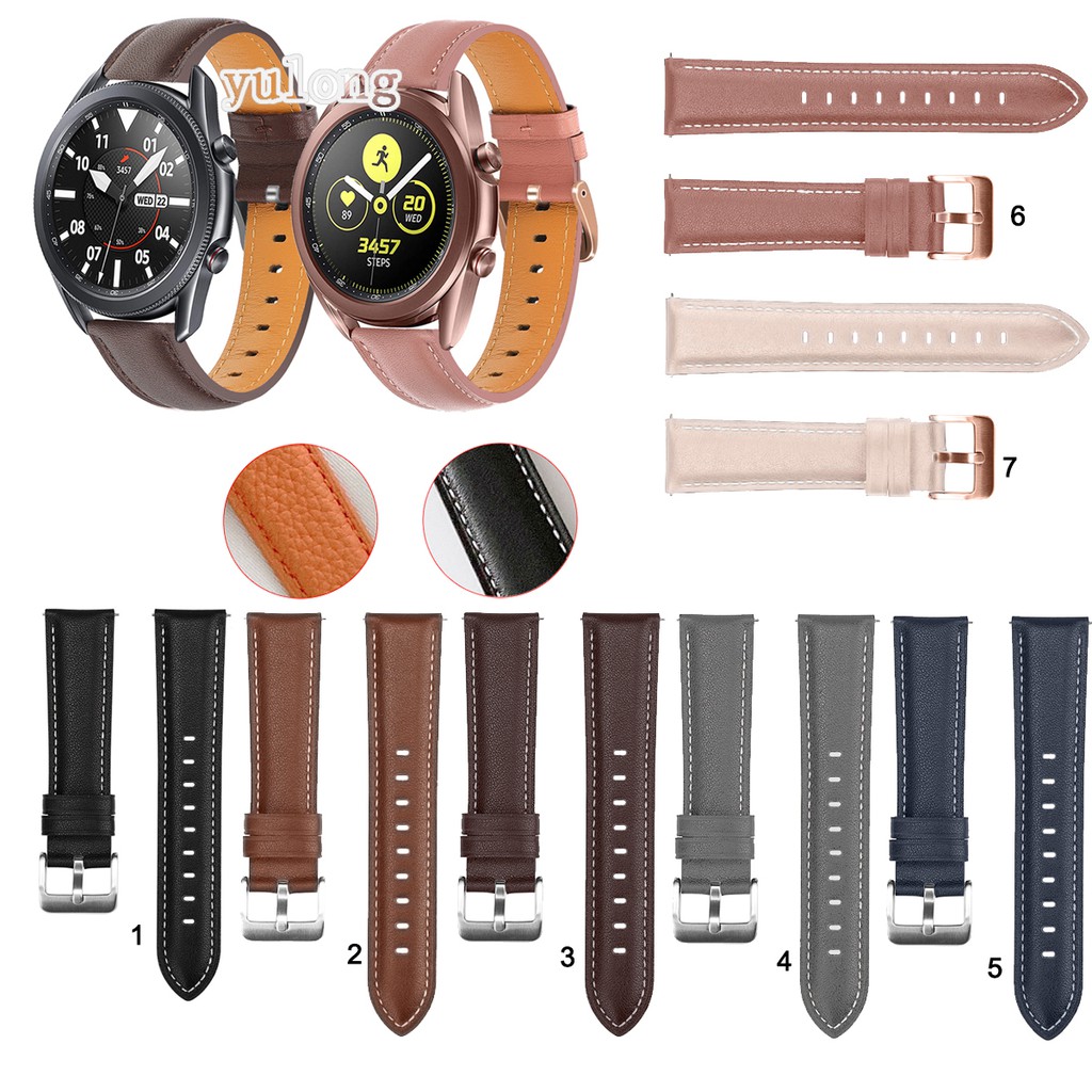Pulseira De Couro De 20mm 22mm Para Samsung Galaxy Watch 3 41mm 45mm Relógio 42mm 46mm Frontier Gear S3 em Oferta na Shopee
