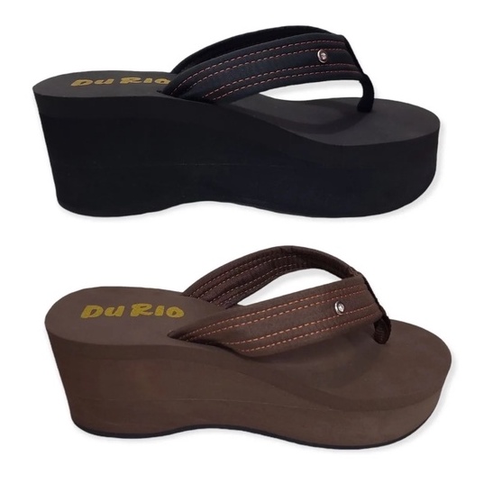 Tamaco Feminino Sandalia Chinelo de Dedo Anabela Alto Plataforma DuRio Flatform em Oferta na Shopee