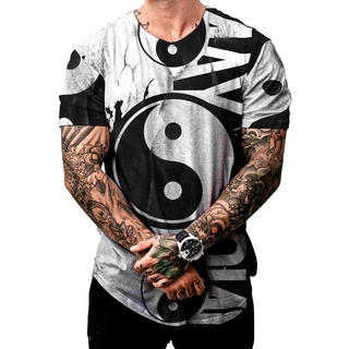 Camisa Estilo Ostentação Yin-yang Sport Blusa Masculina Longline Long Oversized