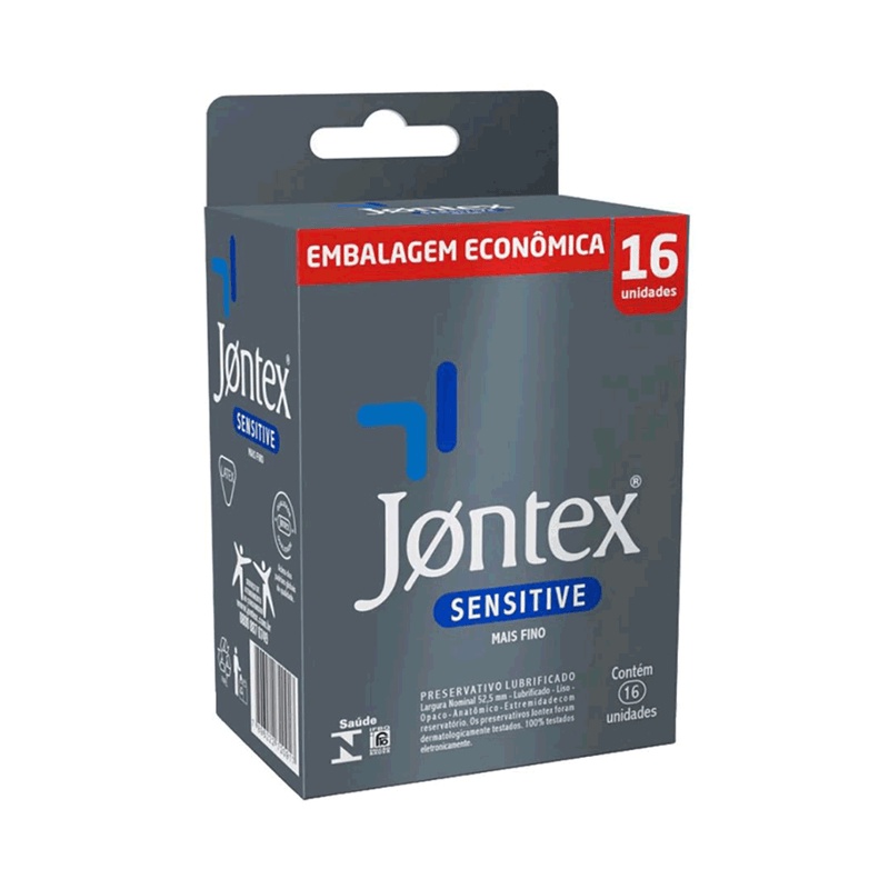 Preservativo Intimo Lubrificado Mais Fino com Embalagem Econômica - Jontex Sensitive | 16 Unidades em Oferta na Shopee
