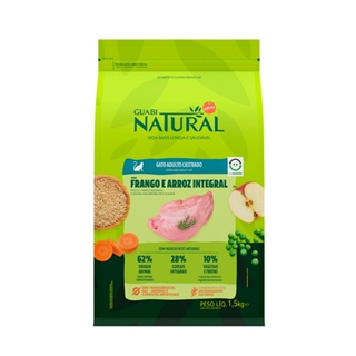 Racao Guabi Natural Gatos Castrados Frango/Arroz 1,5kg em Oferta na Shopee
