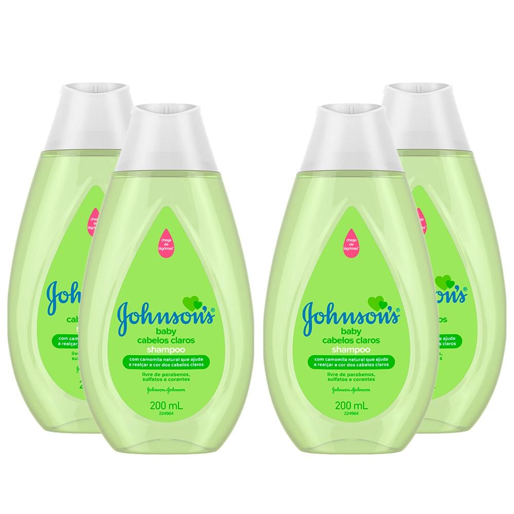 Kit Shampoo Johnson's Baby Cabelos Claros 200ml c/4 unidades em Oferta na Shopee