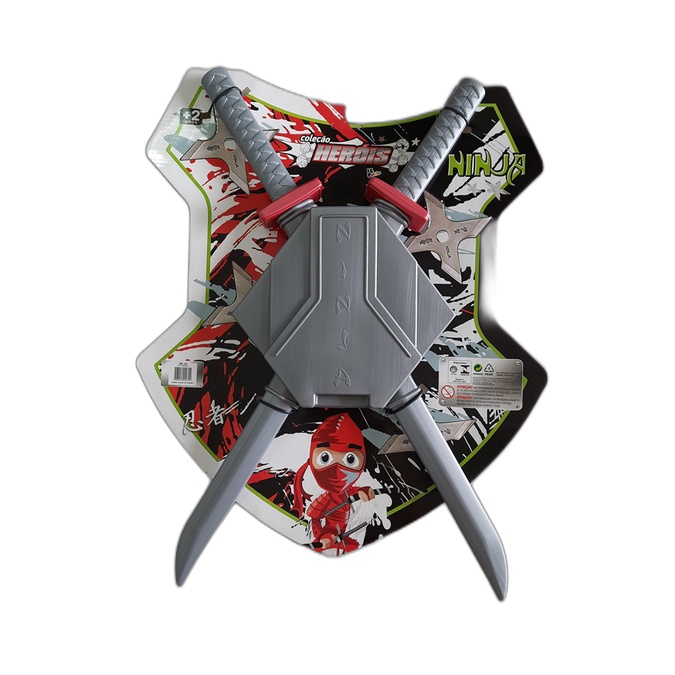 Kit Brinquedo Ninja 02 Espadas com Suporte de Costas Brinquedo Coleção Herói DEADPOOL Acessório Fantasia