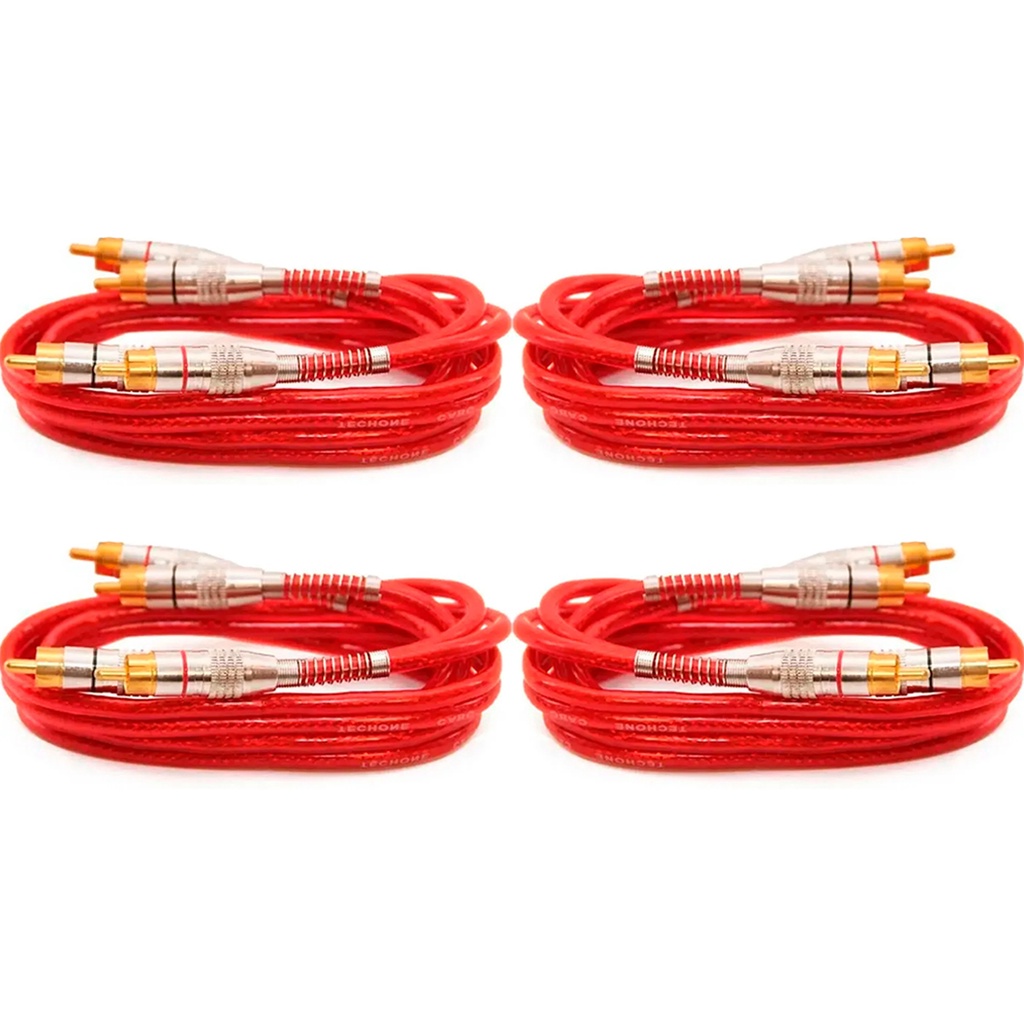 Kit 4 Cabos Rca 1 Metro Tech One 5mm Blindado Vermelho em Oferta na Shopee
