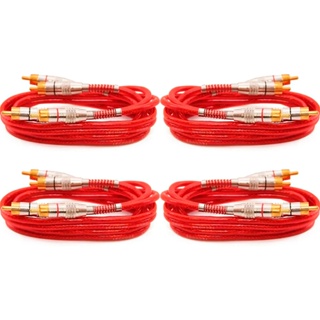 Kit 4 Cabos Rca 1 Metro Tech One 5mm Blindado Vermelho em Oferta na Shopee