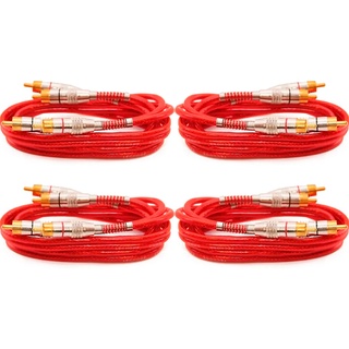 Kit 4 Cabos Rca 1 Metro Tech One 5mm Blindado Vermelho