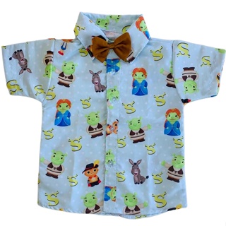 Camisa Temática SHREK infantil social menino com gravata em Oferta na Shopee