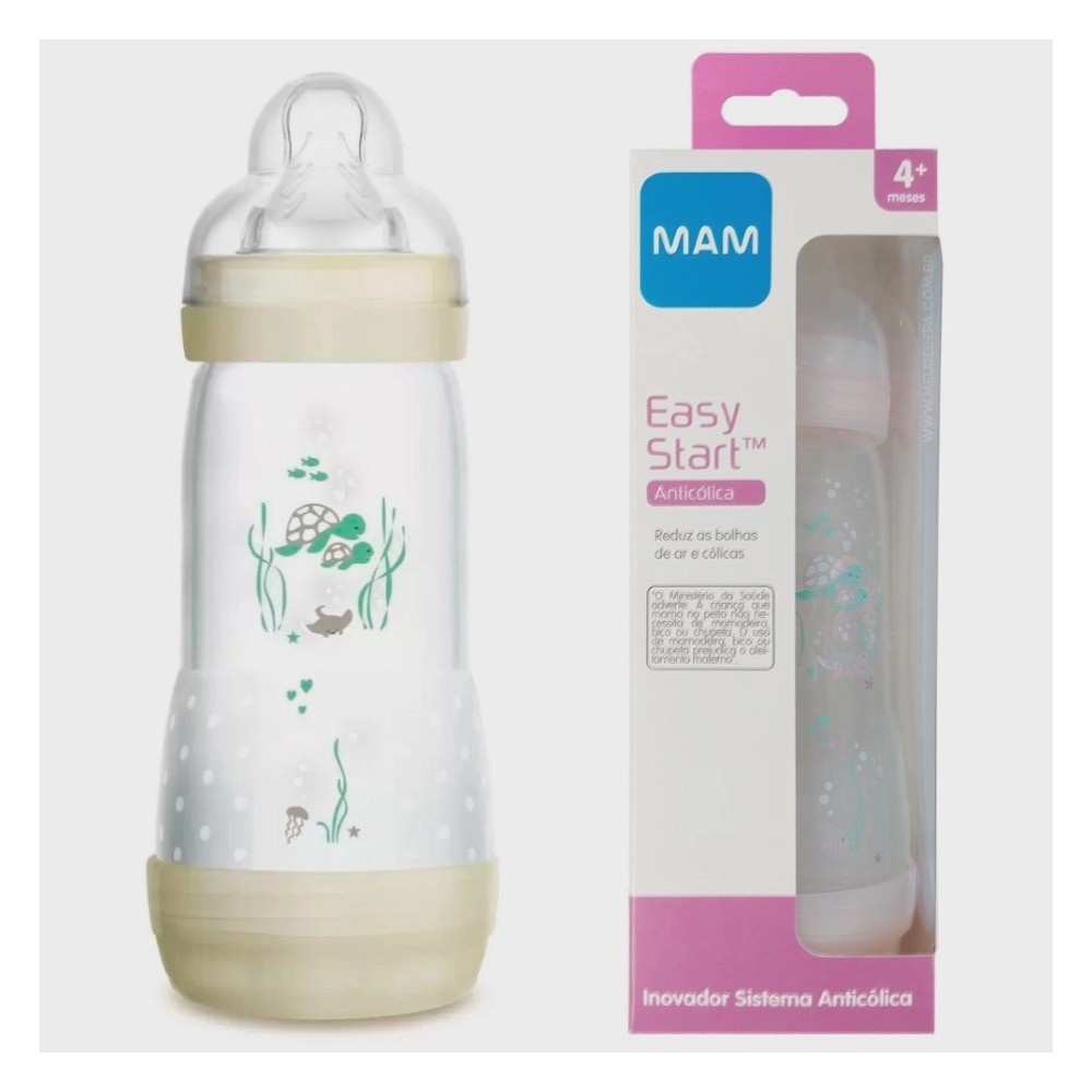 Mamadeira Easy Start Anticólica 320ml Bico 4m+ Neutro - MAM