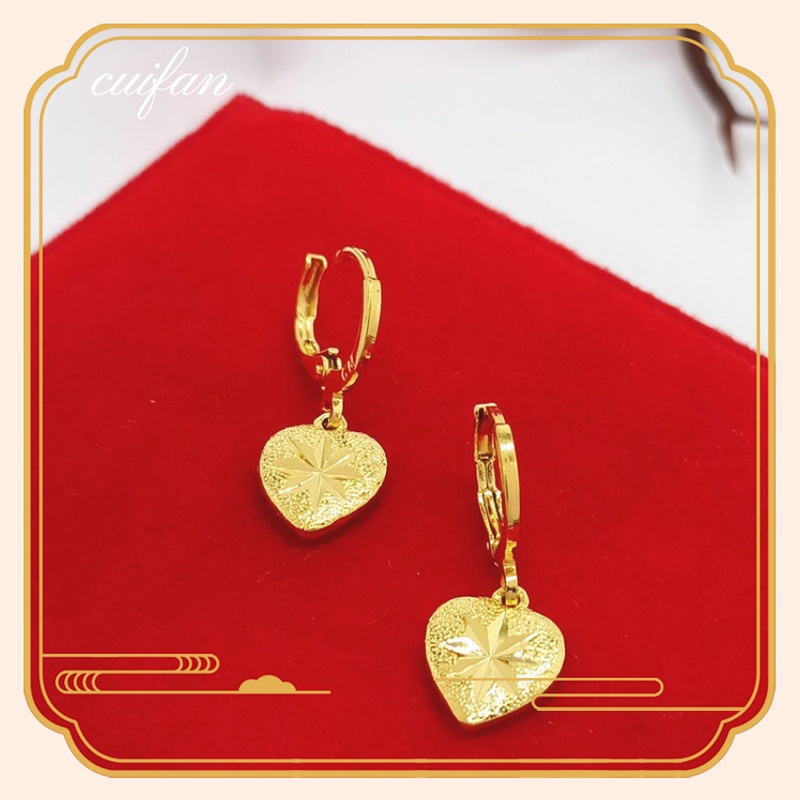 Brincos Puro De Ouro 18K Coração De Pão Emaranhado De Amor Para Mulheres Joalheria Presente De Aniversário Jóias Saudita — imagem 2 de 2
