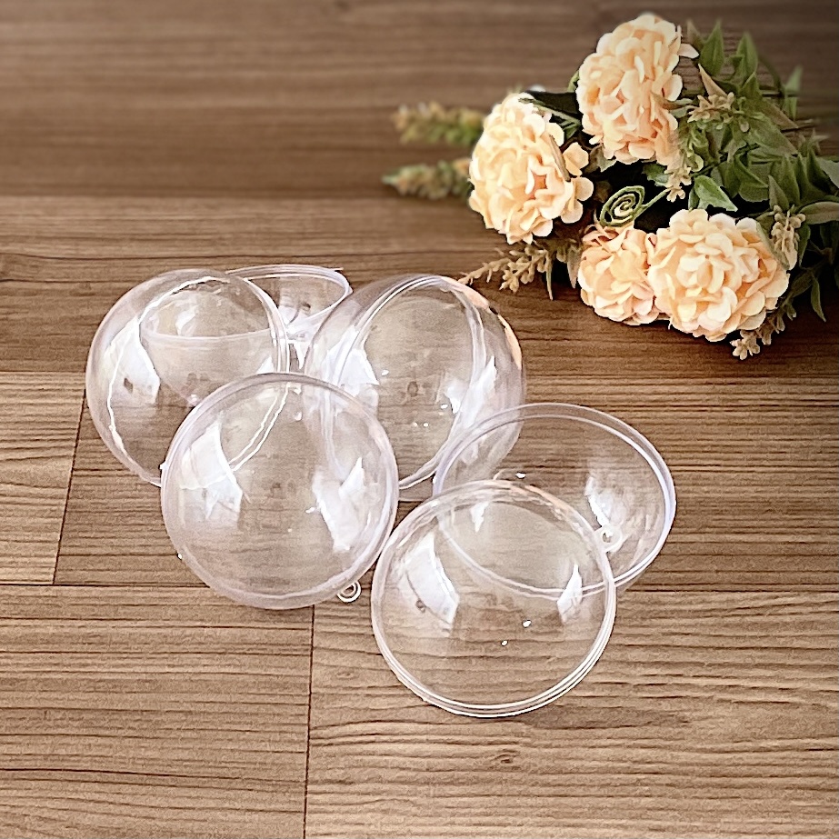 10 ou 20 UNIDADES - Bola Acrílica Transparente ou com Glitter -  6,5 cm - Pacote com 10 unidades