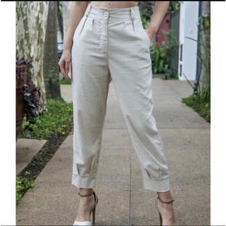 Calça De Linho Feminino Bolso Jogger