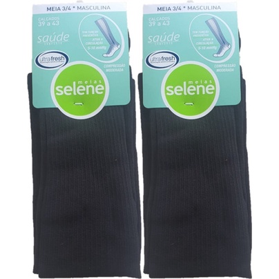 Kit C/2 Meias 3/4 Compressão Moderada Selene 6096-002 em Oferta na Shopee