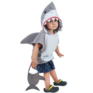 Moda Infantil Oceano Tubarão Macacão Cosplay Tubarão Palco Roupas Fancy Dress Com O Bebê Saco De Tubarão Bonito Do Dia Das Bruxas Natal Traje Prop