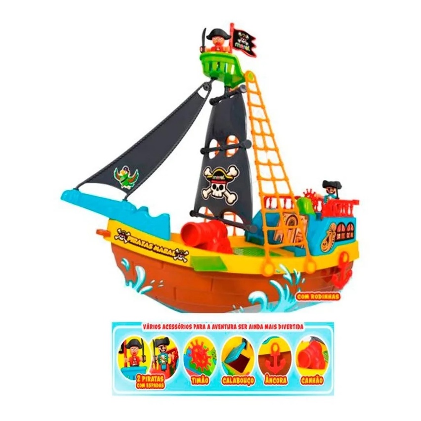 Brinquedo Infantil Barco Pirata Navio Aventura Divertida Maral ...