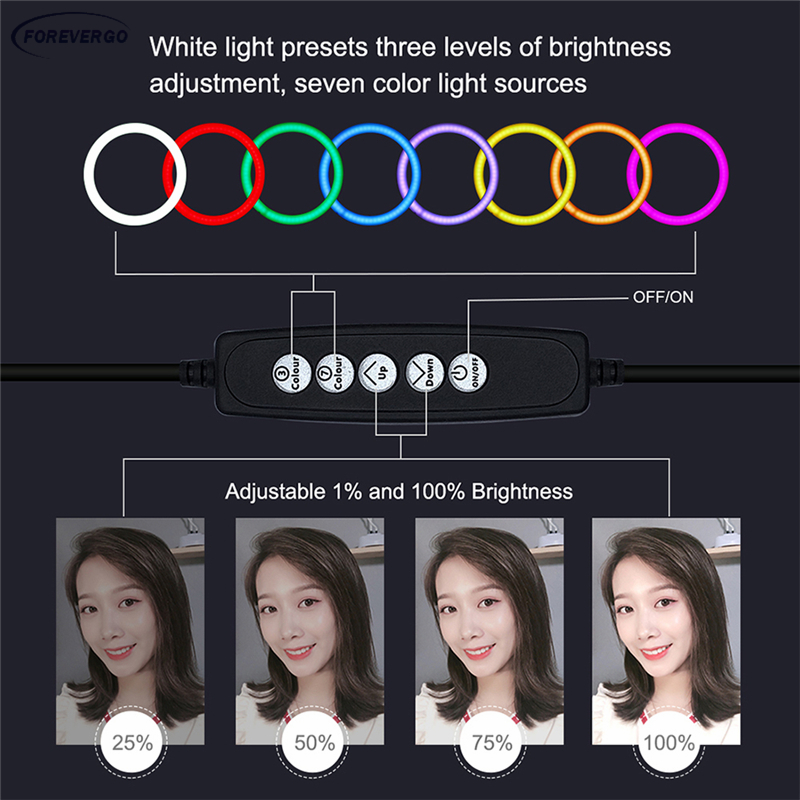 Compatible with Most Phones Dimmable Large Led Ring Light for Photography/Live Stream/Makeup/YouTube TikTok Video Vlog CHANKI 8 RGB Selfie Ring Light with 63 Tripod Stand & Phone Holder 