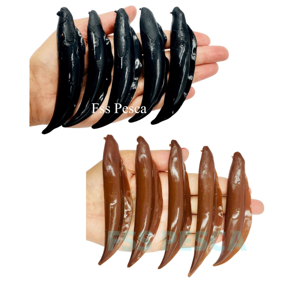 Kit 10 Iscas Artificiais Tuviras 5 Marrom + 5 Preta 11cm