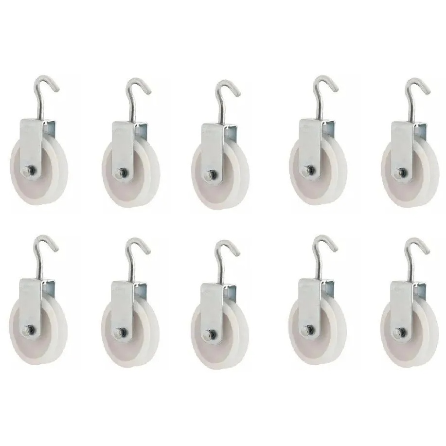 KIT 10 ROLDANA PLASTICA NYLON PARA VARAL 8cm COM GANCHO REFORÇADA