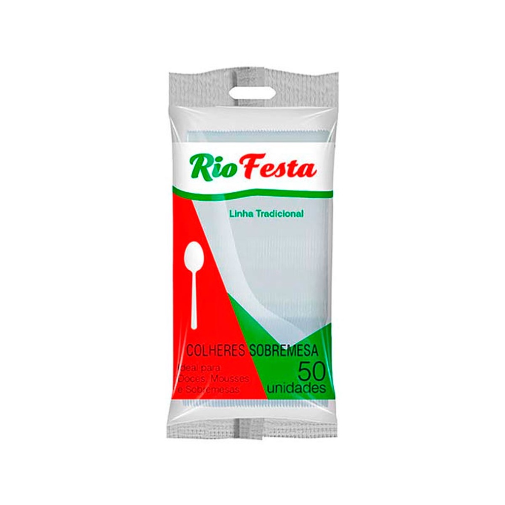 Colher Plástica Cristal Sobremesa Tradicional Rioplastic 50und