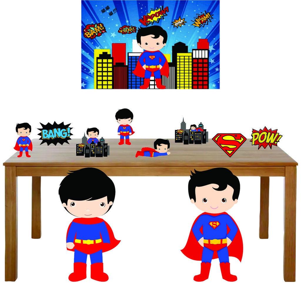 Kit Totens Display SUPER MAN CUTE - Display para chão e mesa + painel