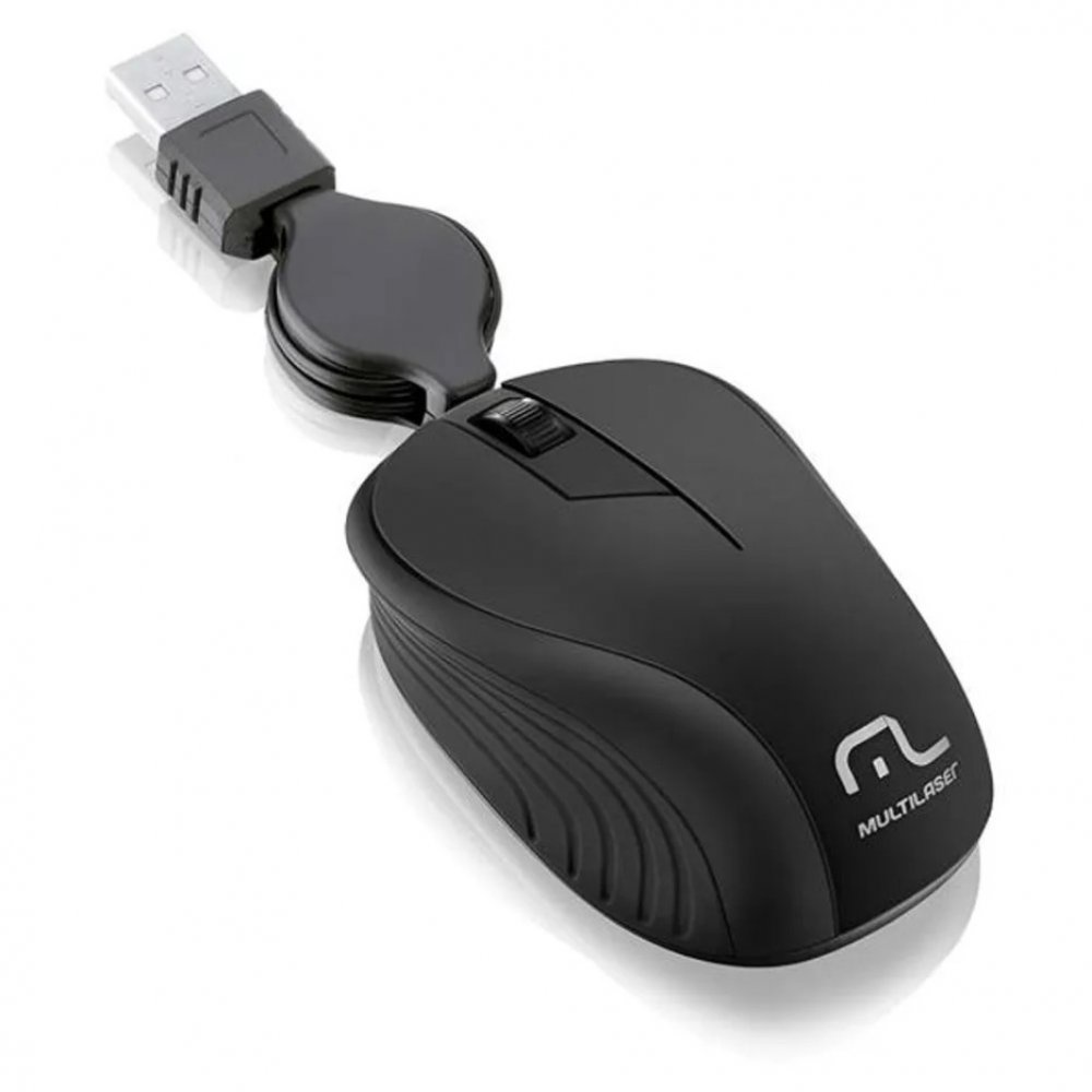 Mouse Retrátil Emborrachado Multilaser 1200 DPI - MO231