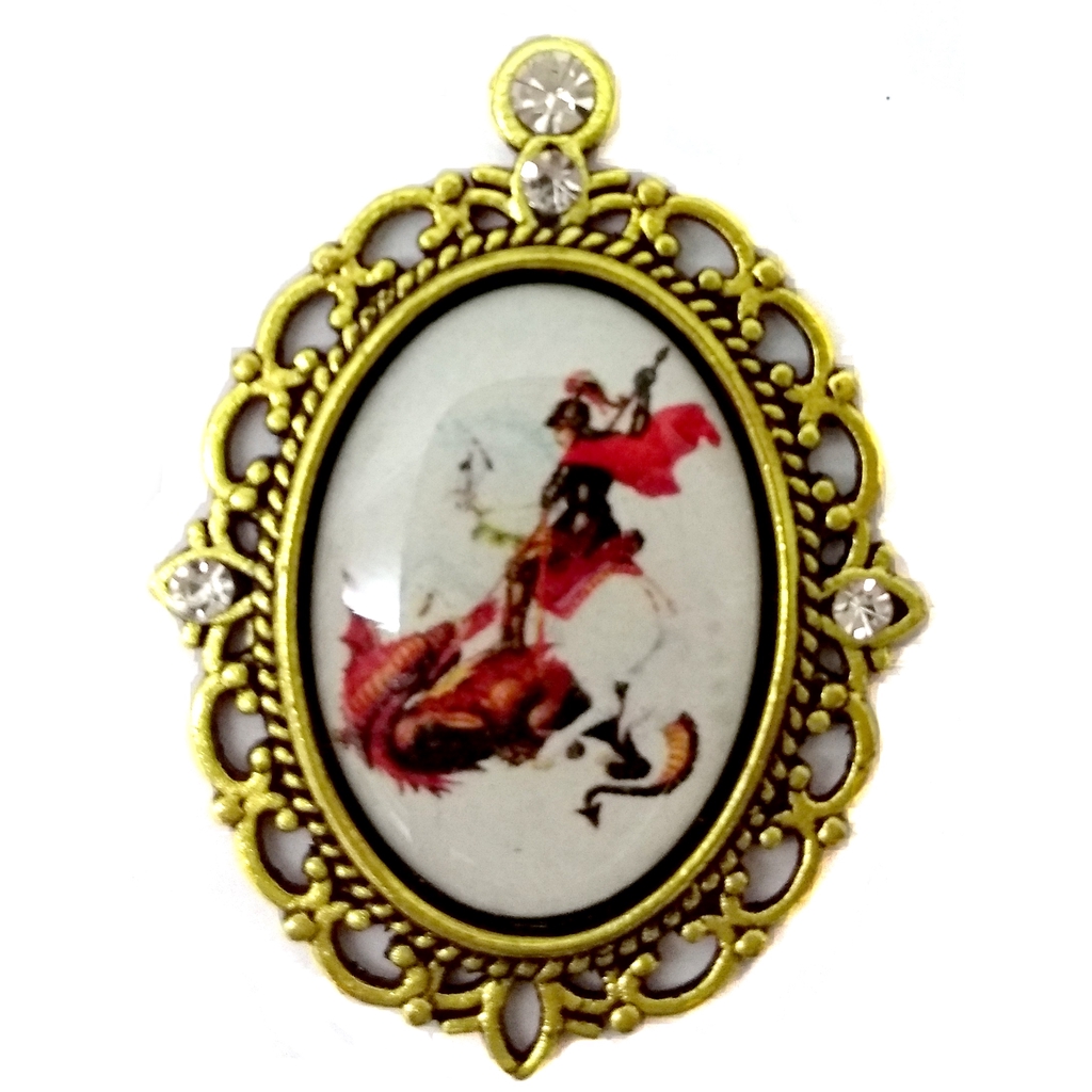 Entremeio de Terço De São Jorge Dourado Com Strass