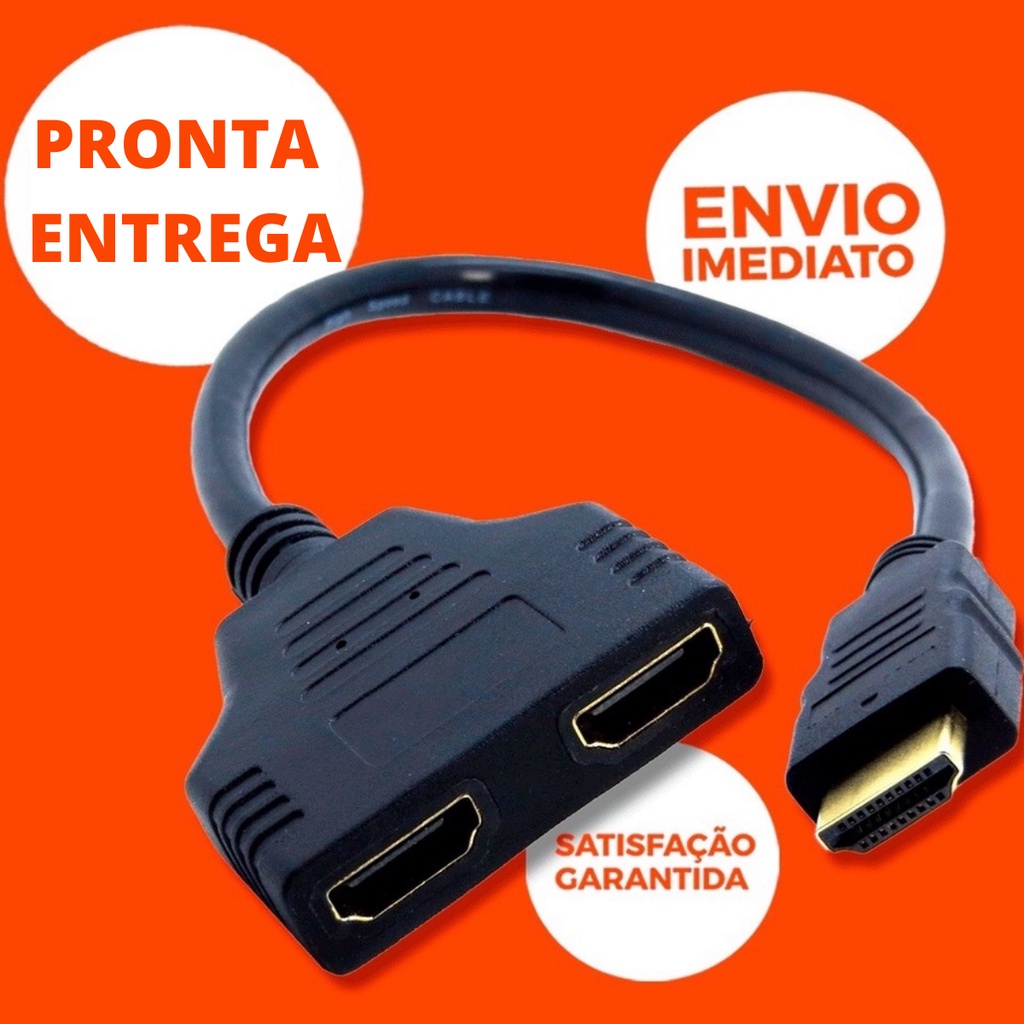 Cabo Duplicador Y 1 Hdmi Macho Entrada 2 Hdmi Fêmea Saida Divisor Adaptador Spliter Conversor Tv