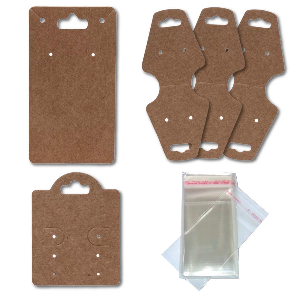 Kit com 1500 Tags de Bijuteria Papel Kraft Resistente e Saquinhos