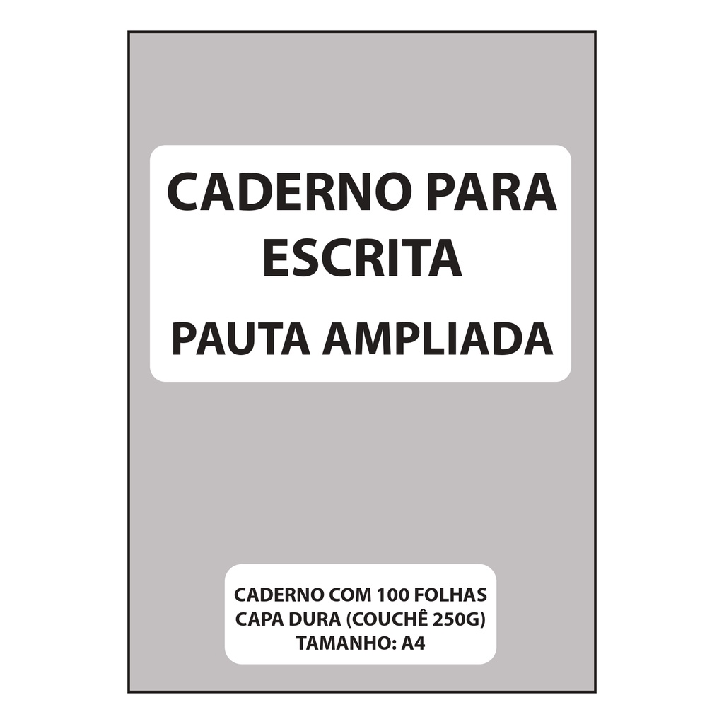 Caderno Pauta Ampliada, Capa Dura, Baixa Visão, Caderno com 100 Folhas / Kit Com 5 Un