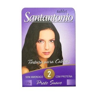 Tintura cabelo Santantônio - Número 2 - Preto Suave - Tablete Santantônio / Tablet Santo Antônio / Tablete Santo Antônio - Sem Amoníaco - Com Proteínas