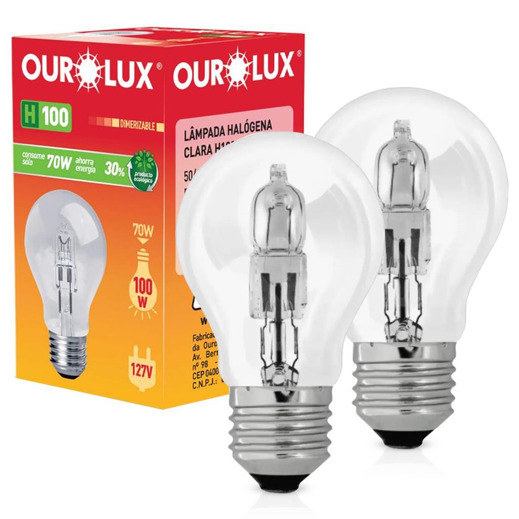 Kit 2 Lampadas Eco Halogena Clara H100 70W 127V E27 2800K - Home & Living